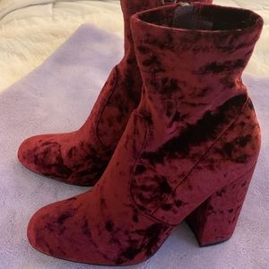 Steve Madden red velvet booties